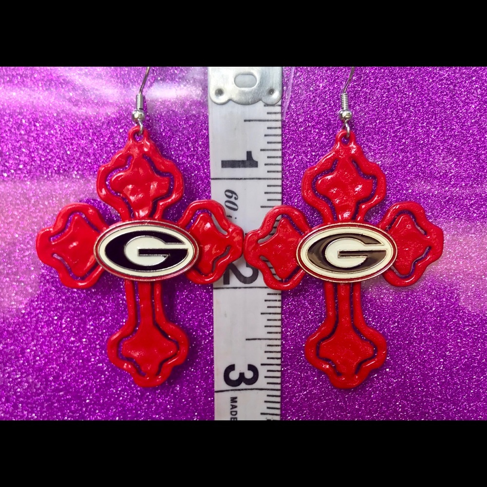 Cutout Cross Red Georgia Bulldogs Earrings